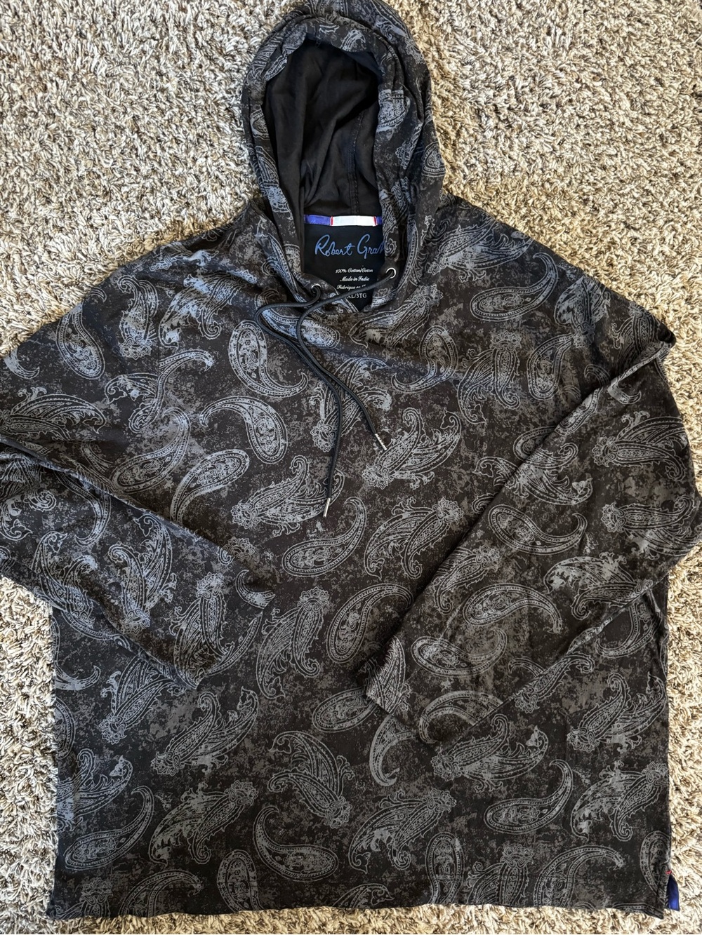 Robert Graham Black & Gray Paisley Pullover Hoodie